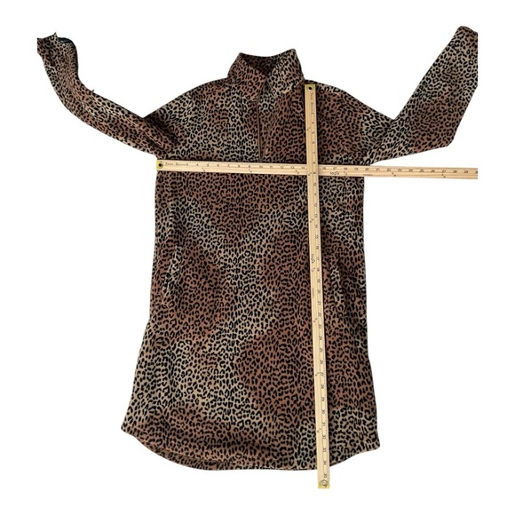 Lands’ End Leopard Print Fleece Tunic Pullover Half Zip Women’s M 10-12 Cozy - Picture 4 of 6